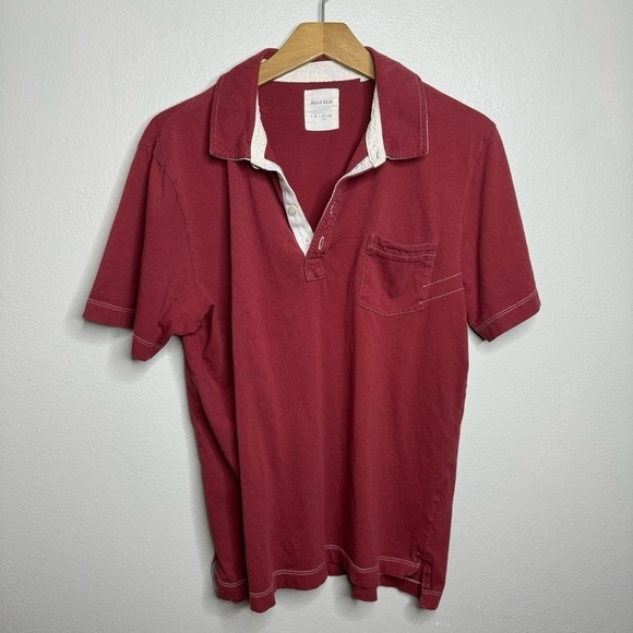 Billy Reid Men's Pensacola Slim Fit Polo Shirt Short Sleeve Red - Picture 3 of 10